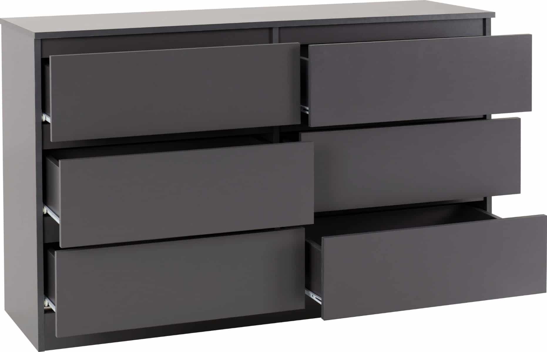 Nevada 6 Drawer Chest - Grey Gloss & Oak - Image 2