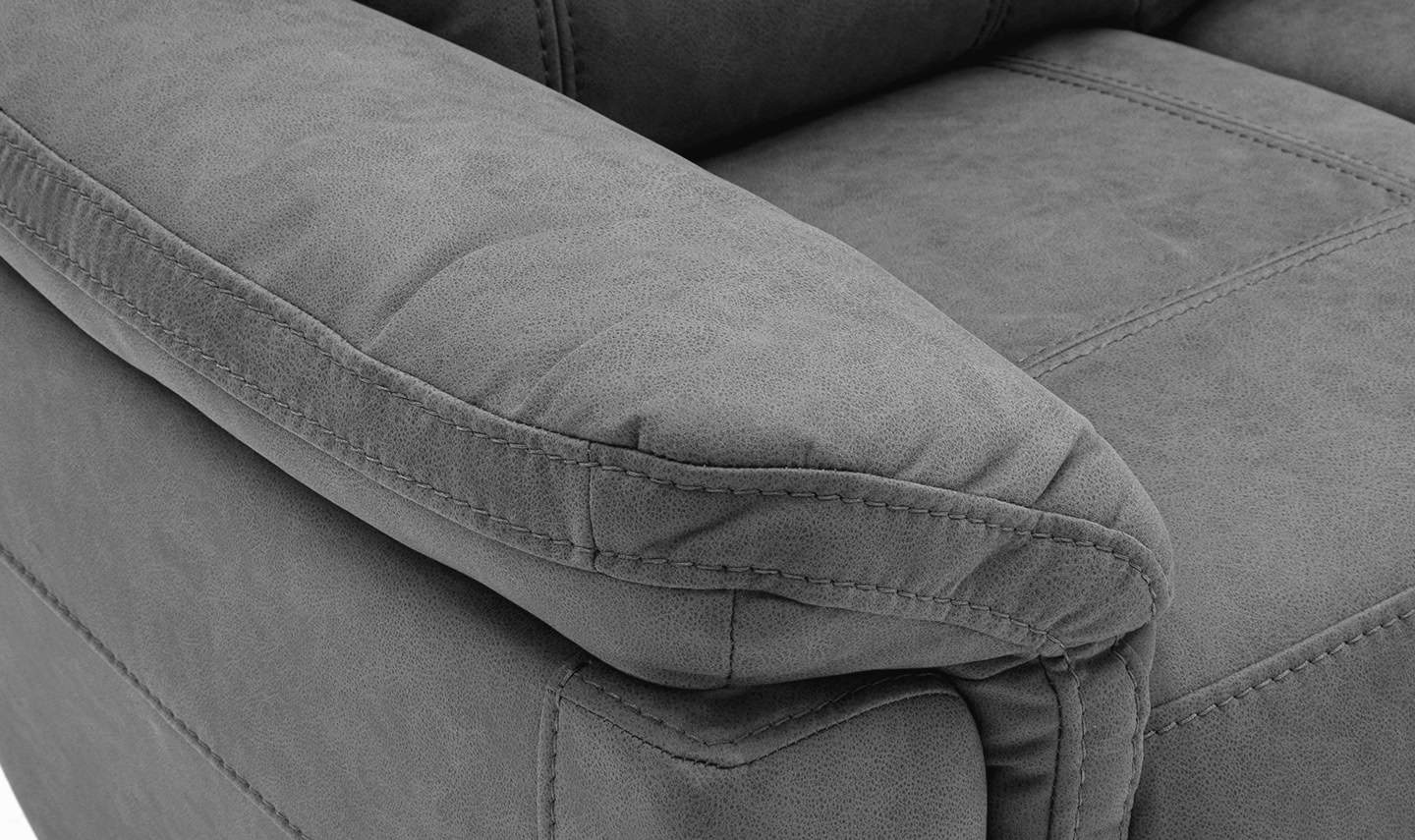 Baxter 3 Seater Sofa - Grey Leather Fabric - Image 2