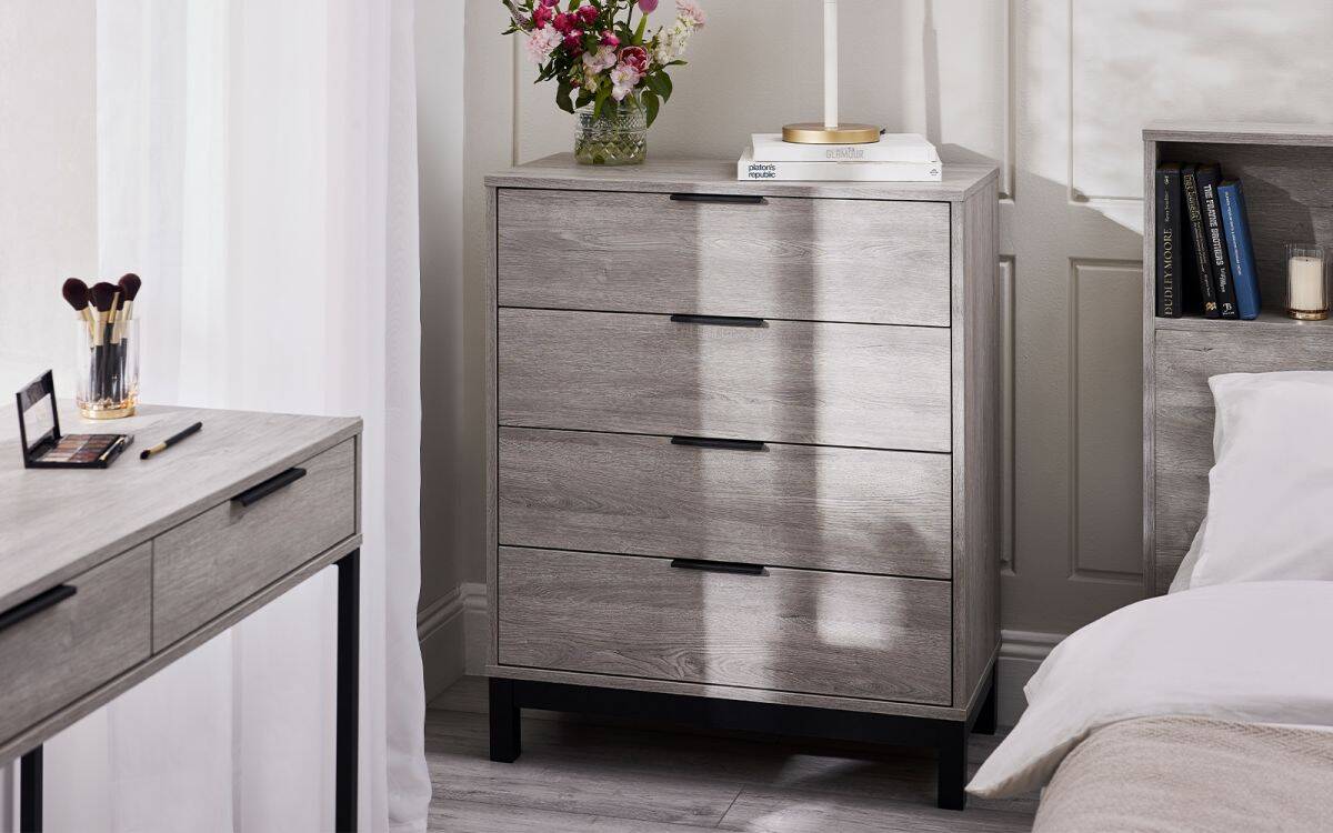 Batu 4 Drawer Chest - Grey Oak | Buy Online | Beds.ie