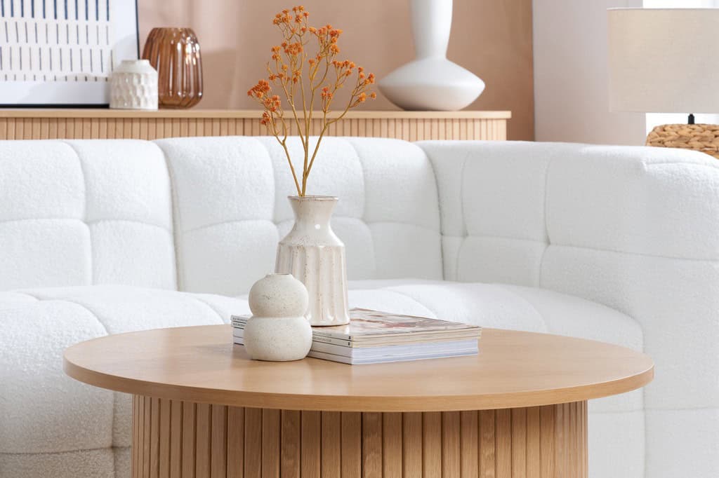 Axel Fluted Round Coffee Table - Oak - Image 5