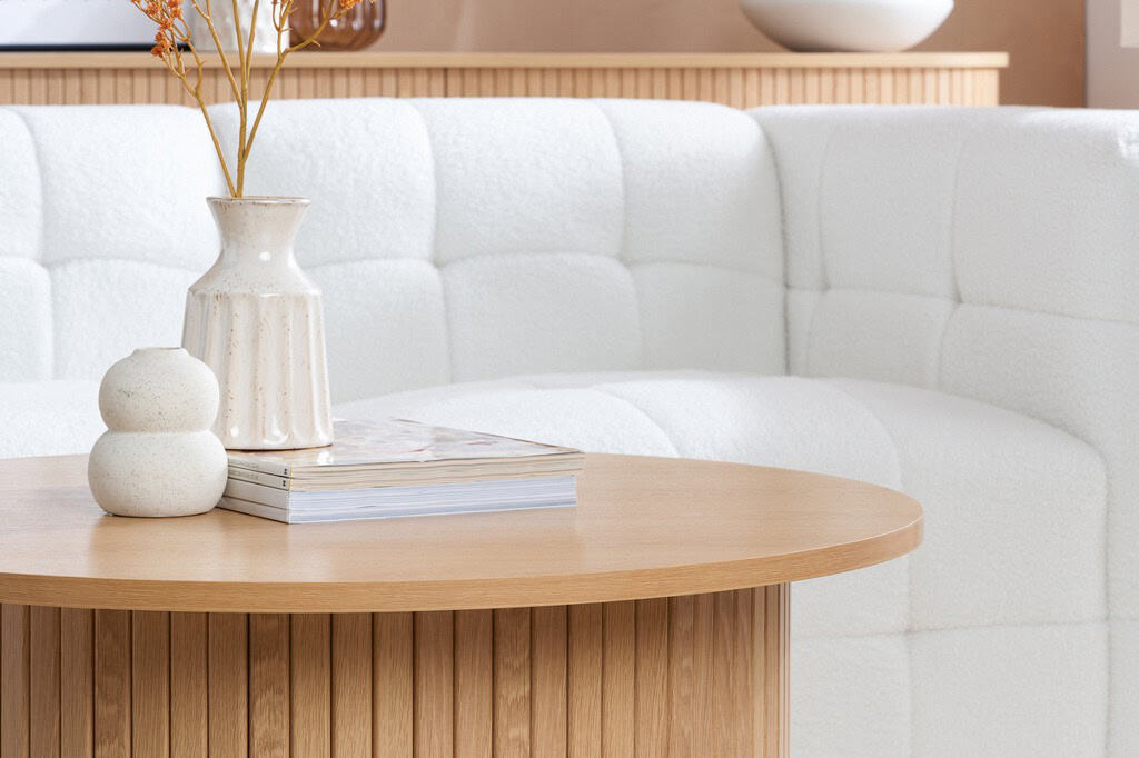 Axel Fluted Round Coffee Table - Oak - Image 6