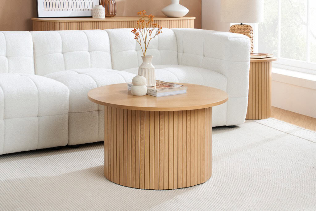 Axel Fluted Round Coffee Table - Oak - Image 7