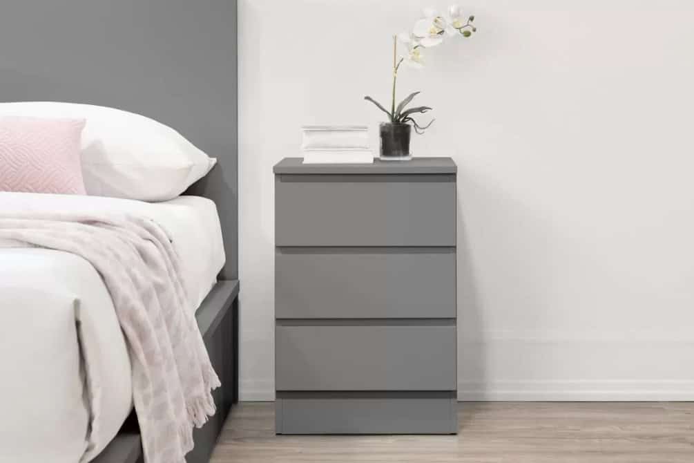 Oslo 3 Drawer Bedside - Grey | Buy Online | Beds.ie