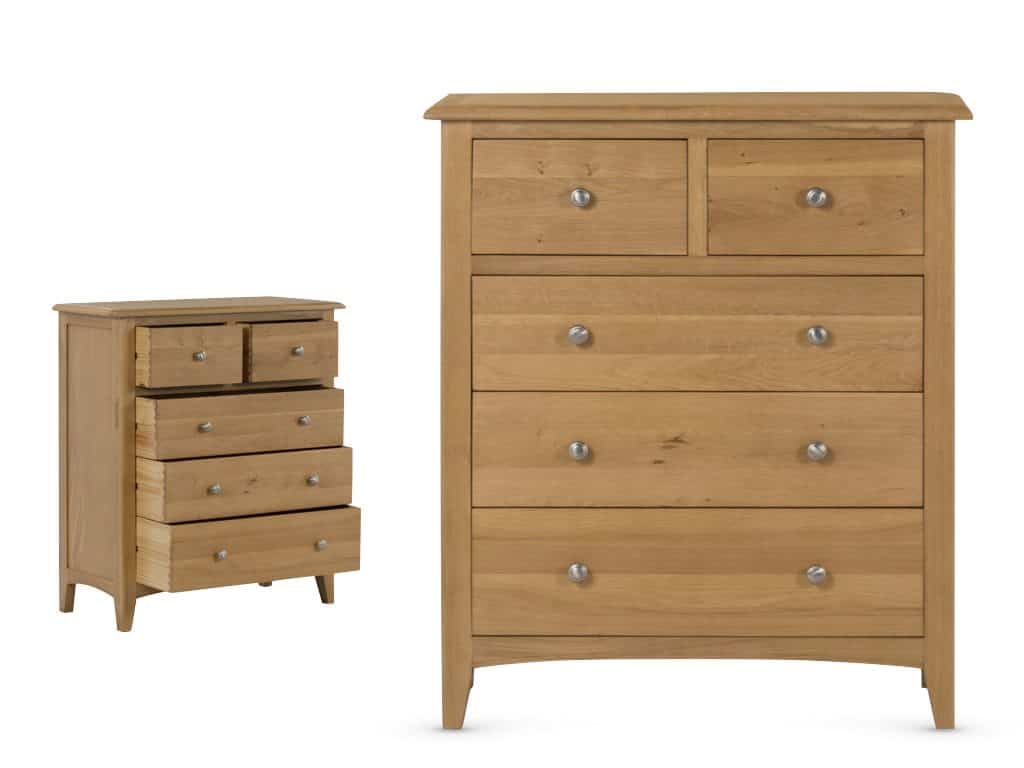 Kilkenny Oak 2 Over 3 Drawer Chest | Buy Online | Beds.ie