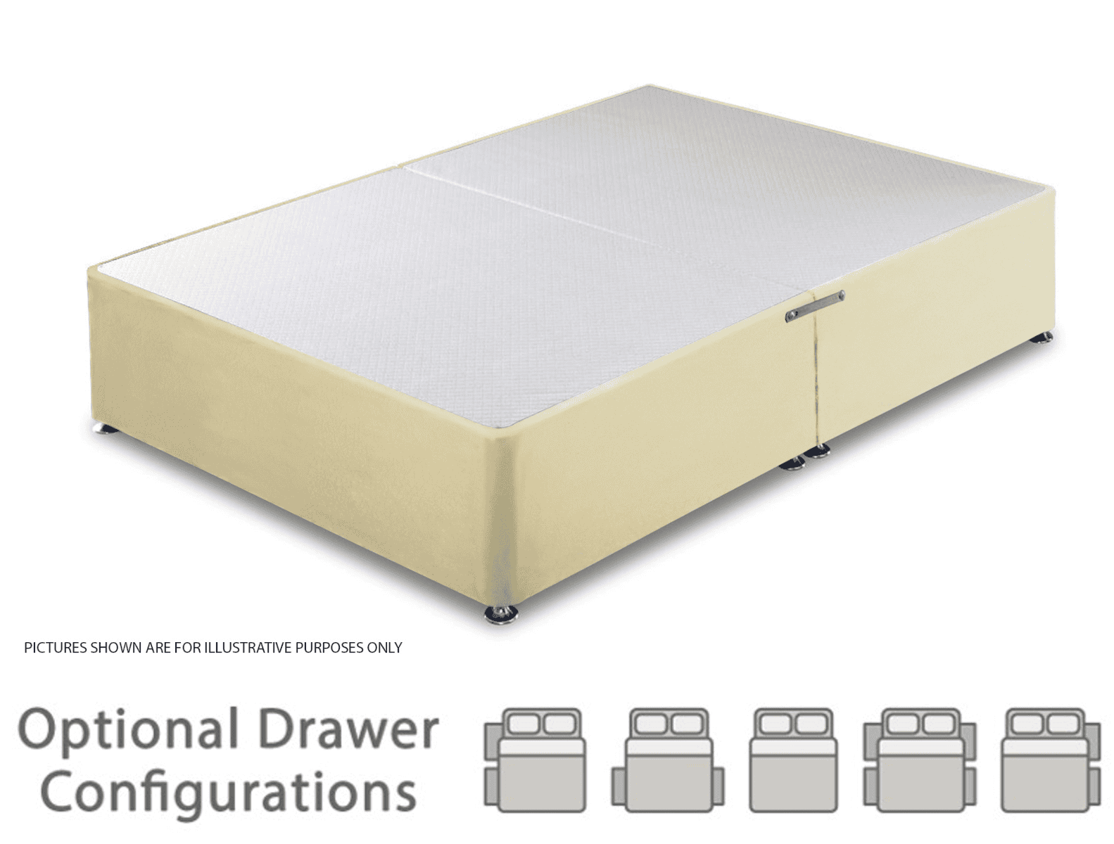 Granada 4ft6 Divan Base - Cream Faux Leather - Image 2
