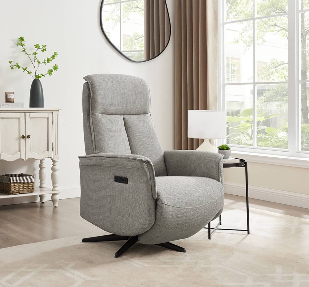 Riya Electric Recliner Accent Chair - Mushroom - Image 6