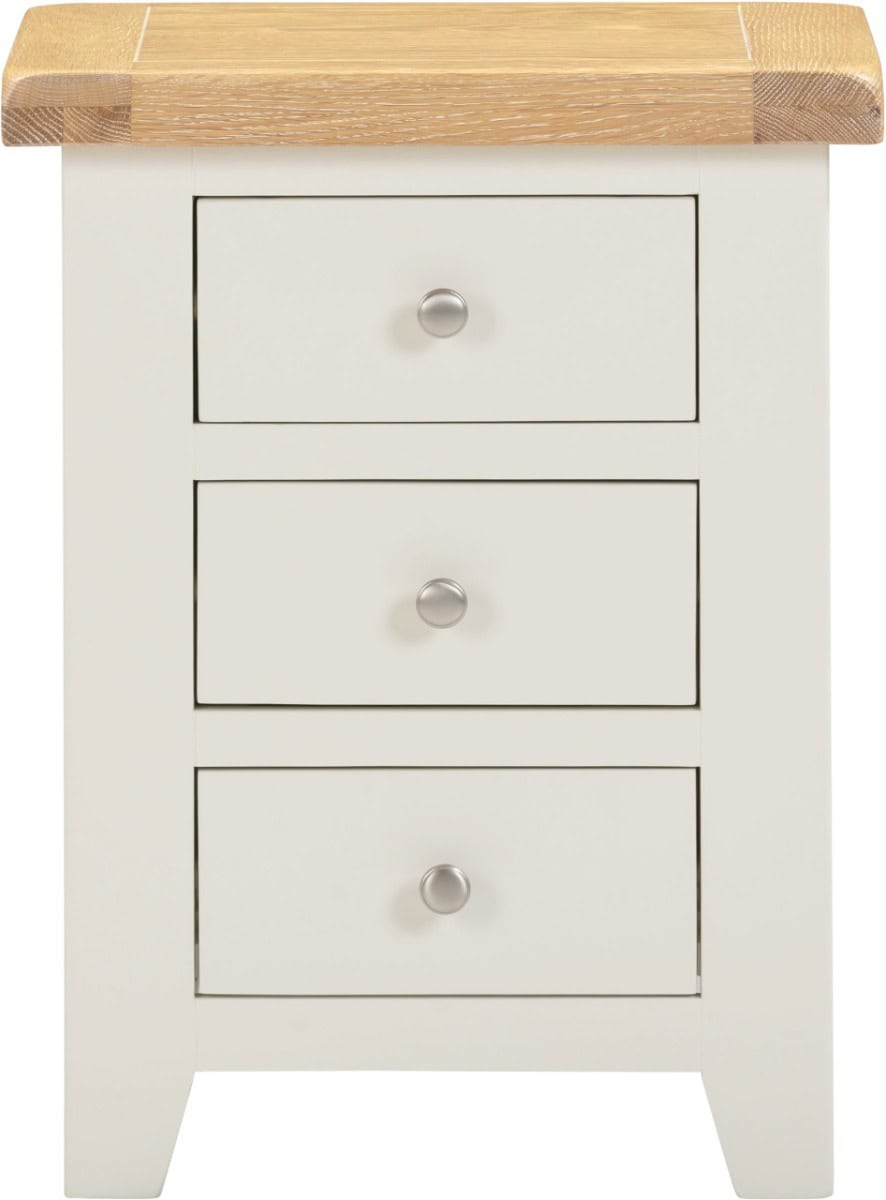 Windsor 3 Drawer Bedside - Ivory & Oak - Image 2