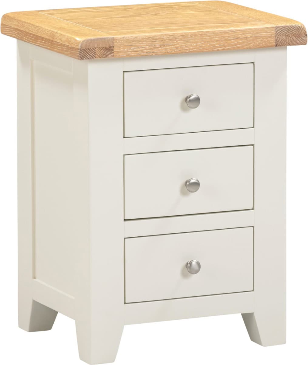 Windsor 3 Drawer Bedside - Ivory & Oak - Image 3
