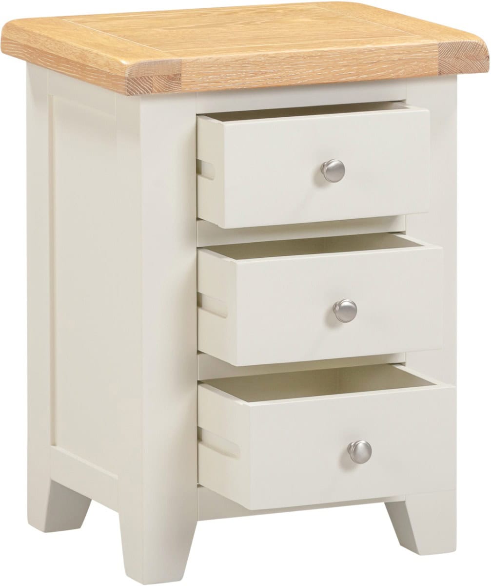 Windsor 3 Drawer Bedside - Ivory & Oak - Image 4