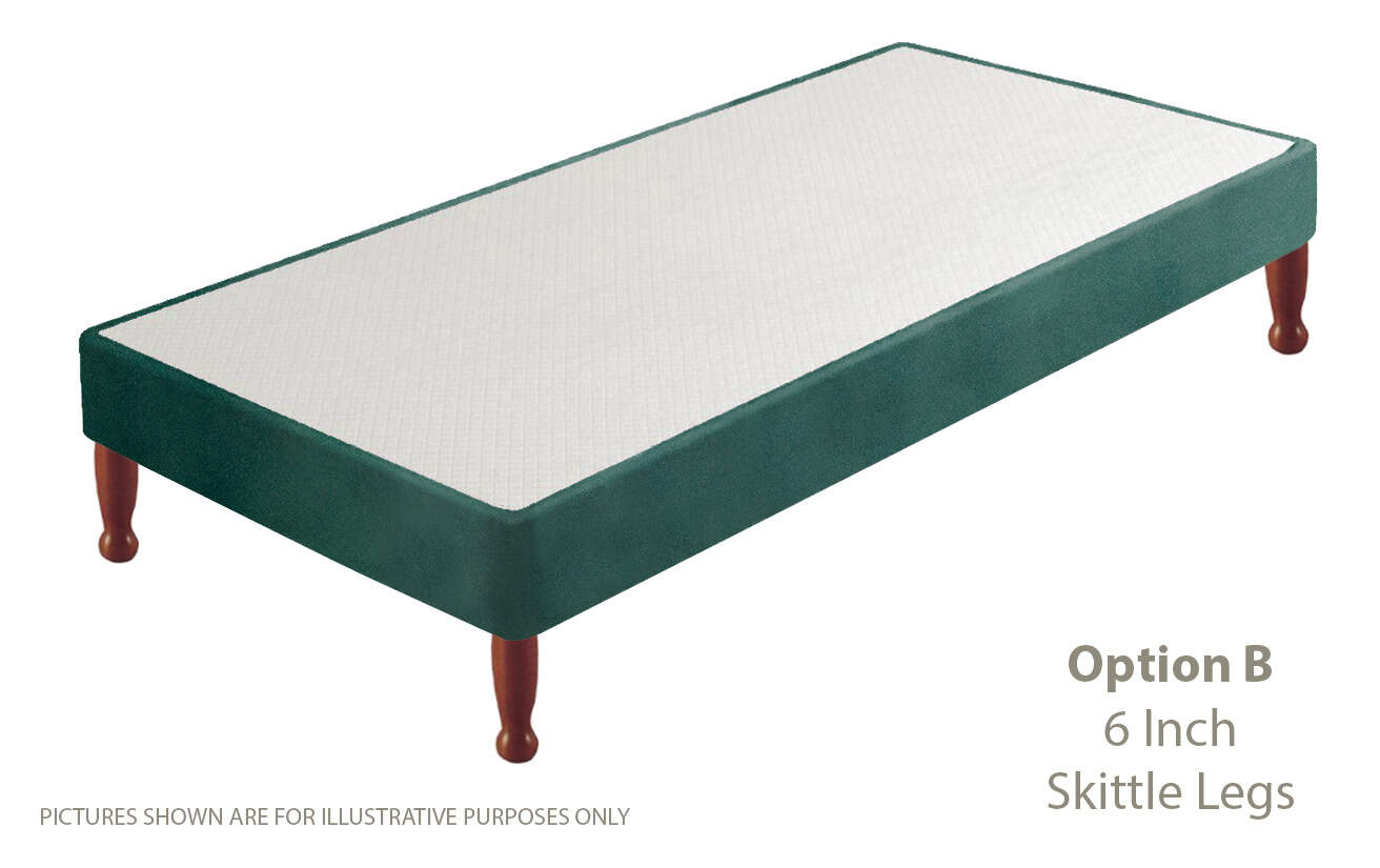 Apollo 3ft Velvet Turquoise Shallow Divan Base on Legs - Image 2