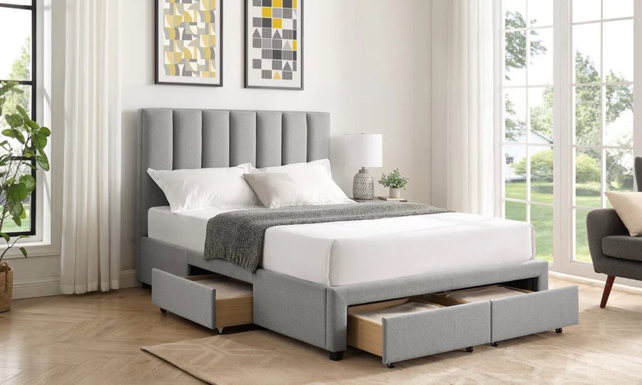 Hove 4ft6 Four Drawer Bedframe - Grey | Buy Online | Beds.ie
