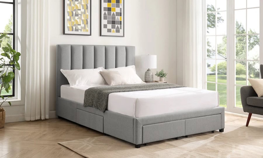 Hove 4ft6 Four Drawer Bedframe - Grey - Image 2