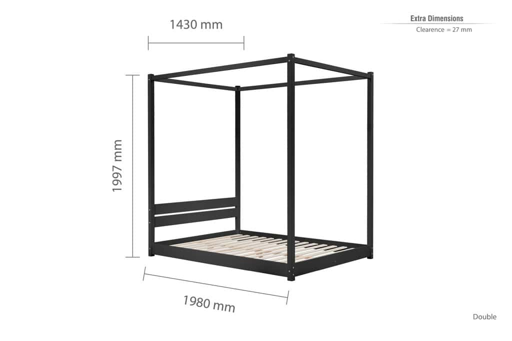 Darwin 4ft6 Four Poster Bedframe - Black - Image 9