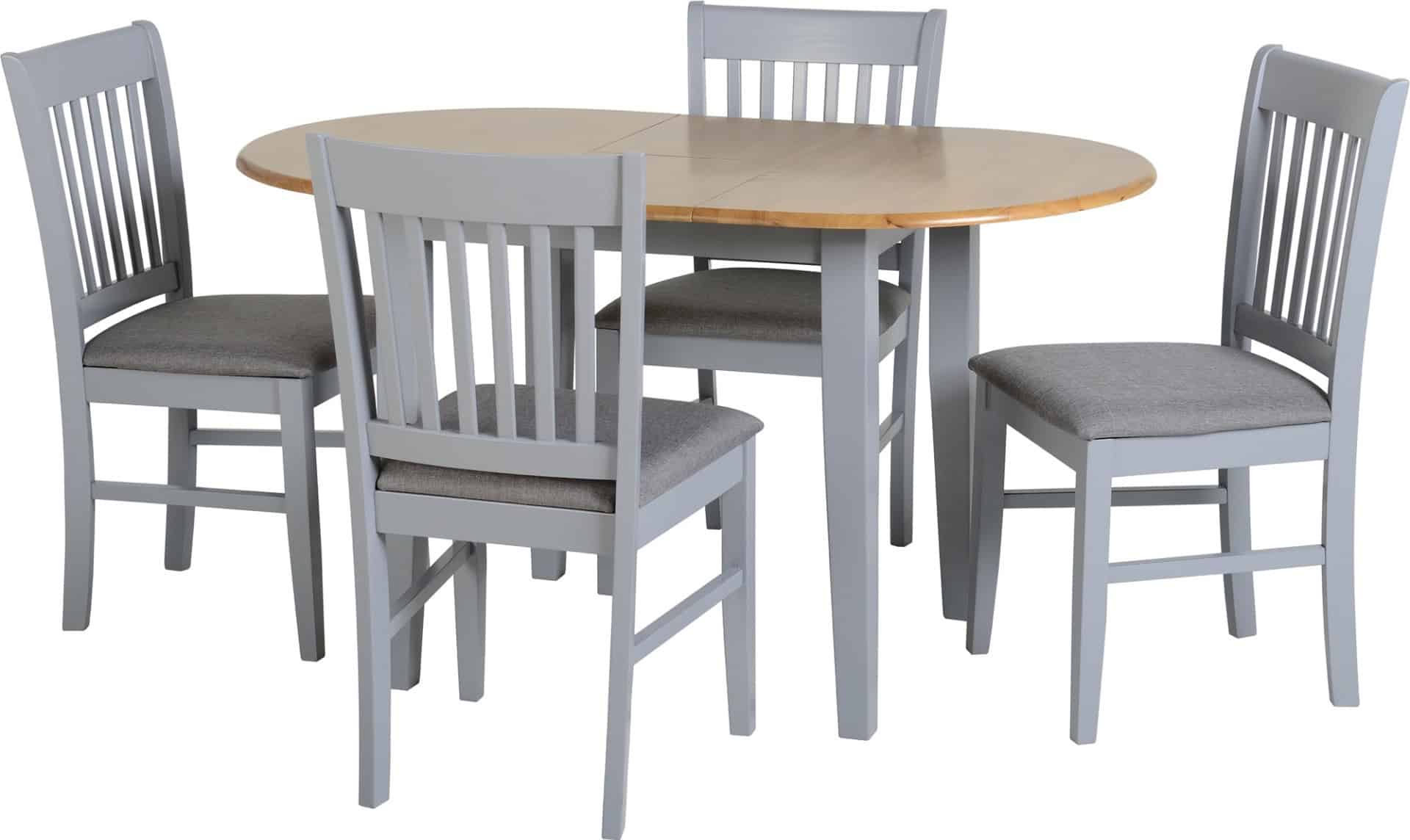 Oxford Extending Dining Set - Grey/Natural Oak/Grey Fabric | Buy Online | Beds.ie