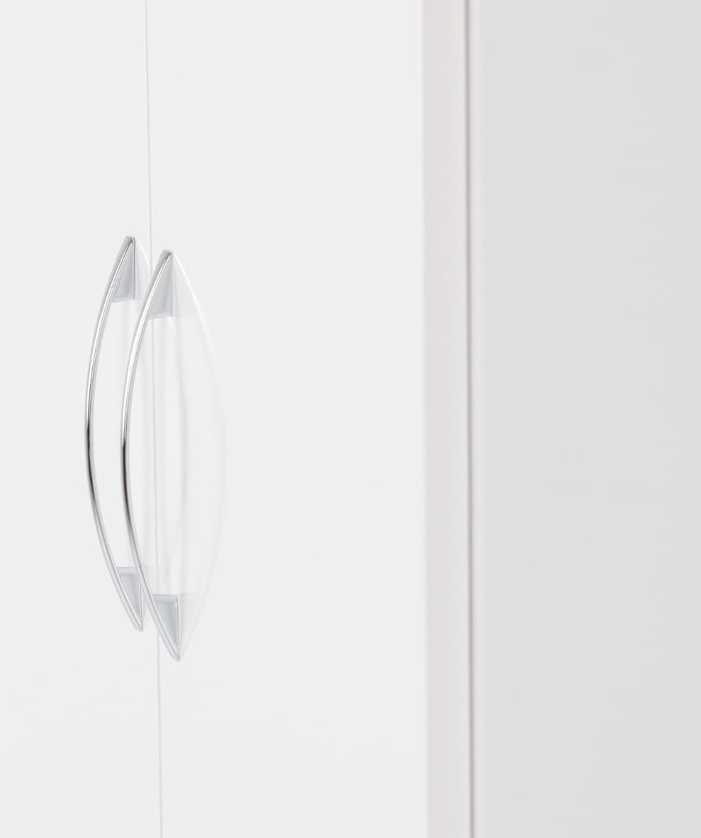 Nevada 2 Door 1 Drawer Wardrobe - White Gloss - Image 3