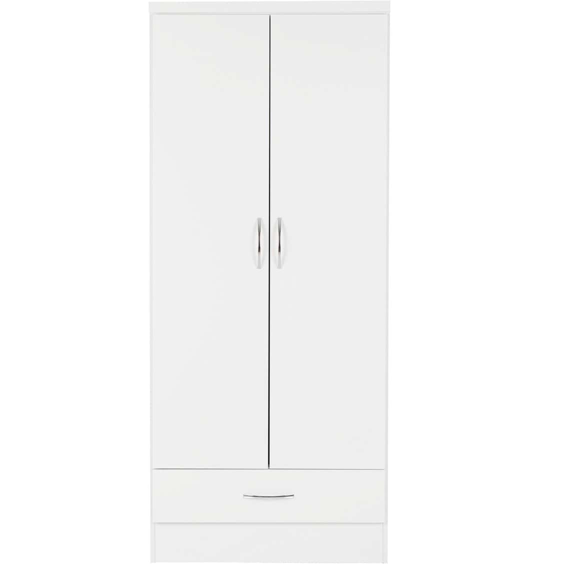 Nevada 2 Door 1 Drawer Wardrobe - White Gloss - Image 5