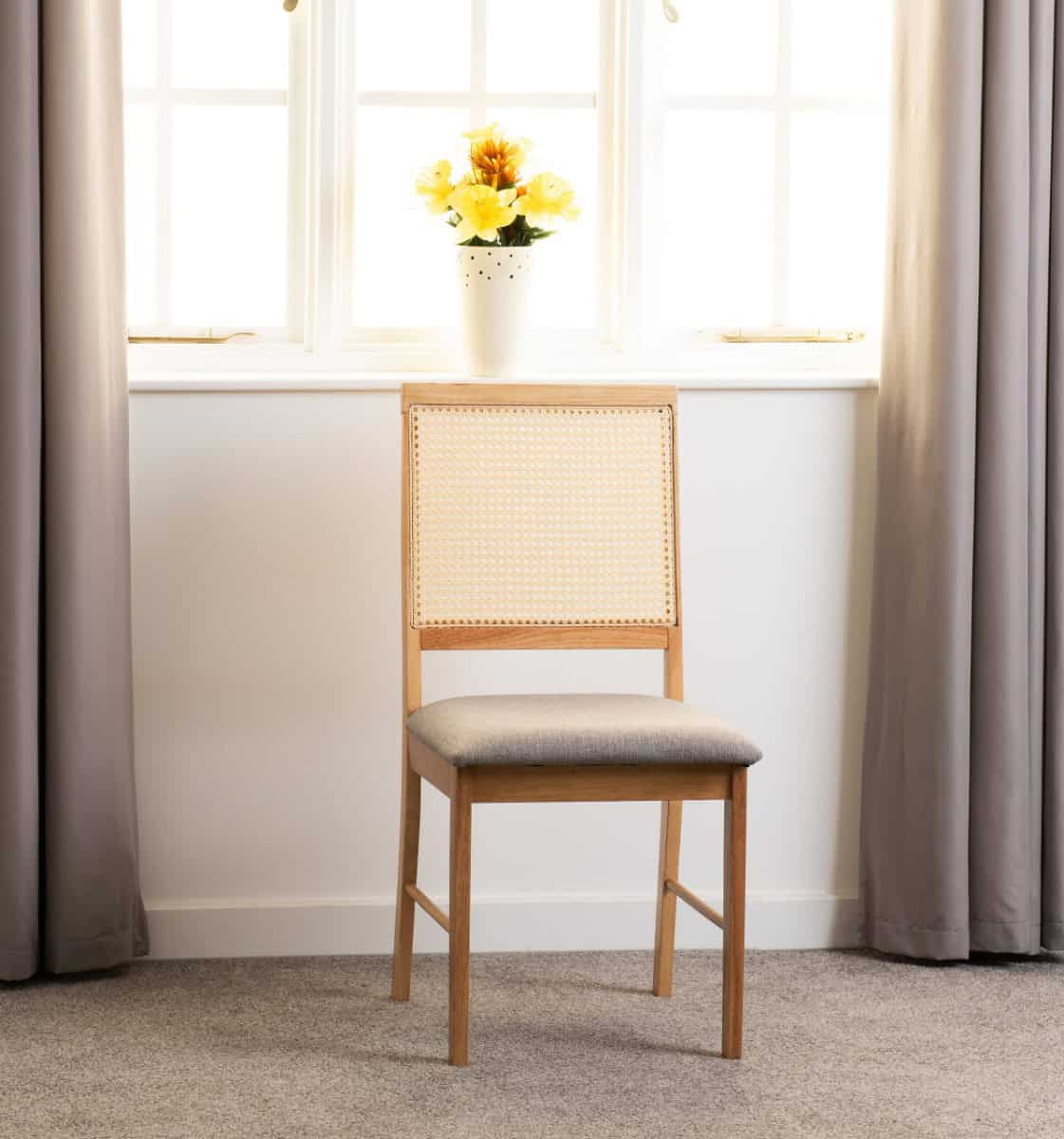 Ellis Dining Chair (Set of 2) - Oak & Grey Fabric | Buy Online | Beds.ie