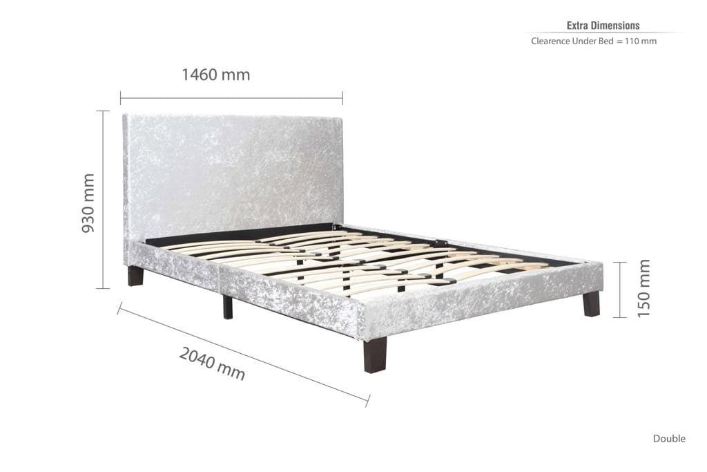 Berlin 4ft Bedframe in Steel Crushed Velvet - Image 6