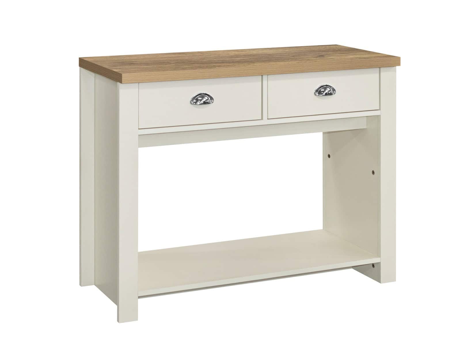 Highgate 2 Drawer Console Table - Cream & Oak - Image 5
