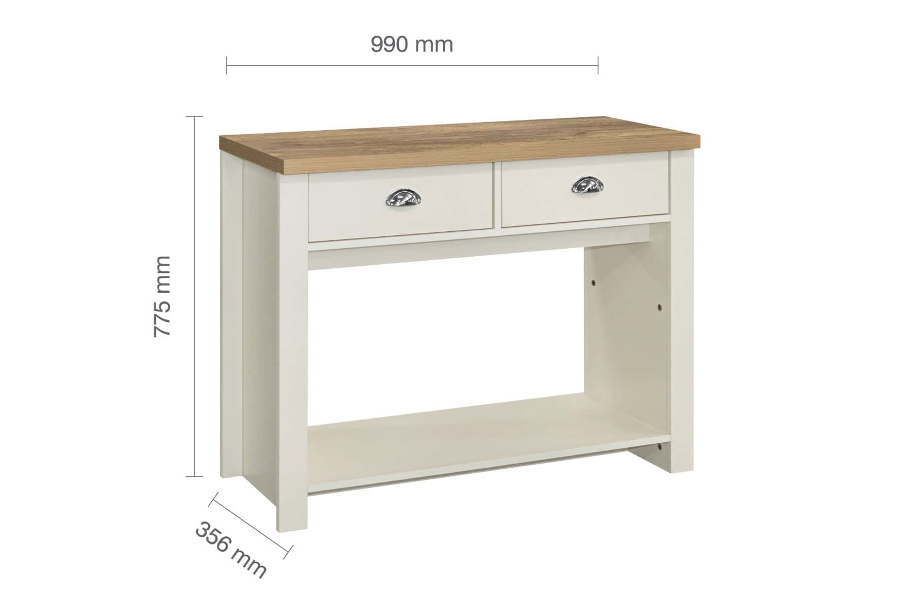 Highgate 2 Drawer Console Table - Cream & Oak - Image 8