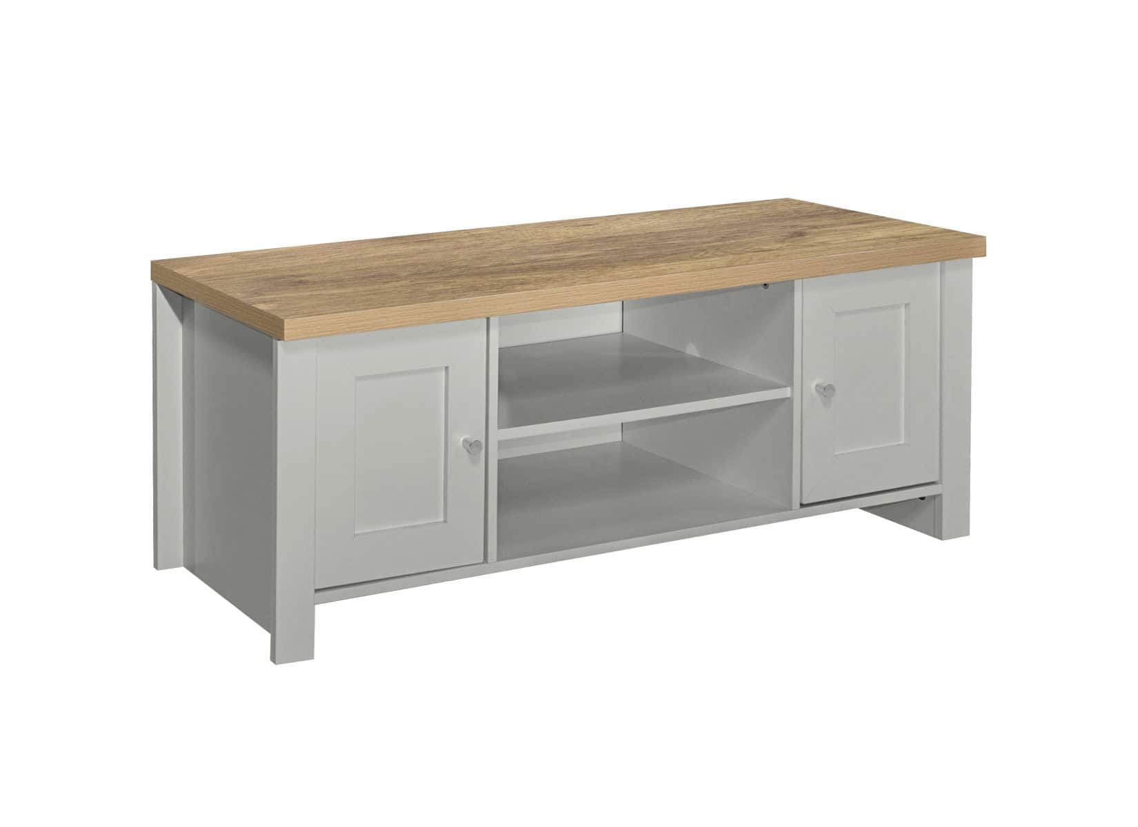 Highgate Large TV Unit - Grey & Oak - Image 4