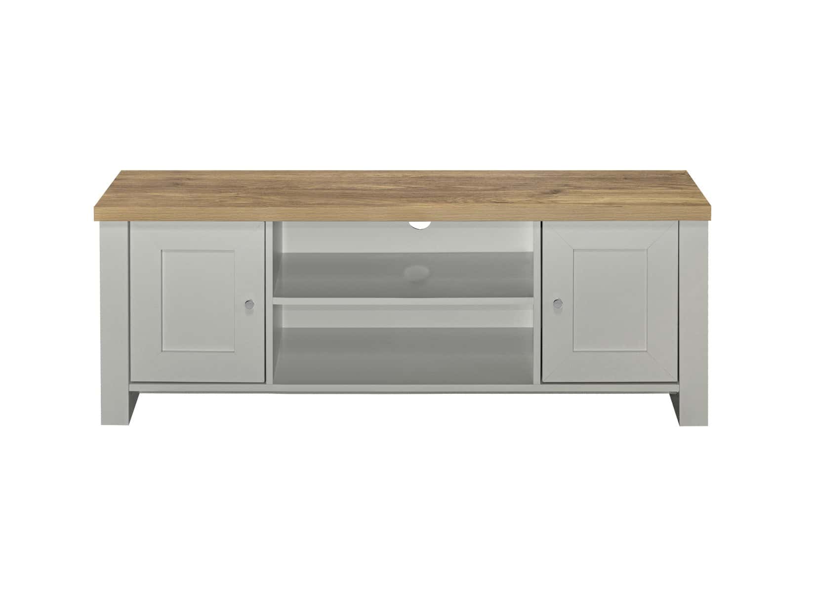 Highgate Large TV Unit - Grey & Oak - Image 5
