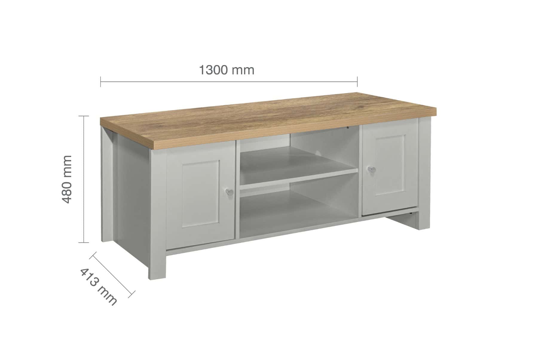 Highgate Large TV Unit - Grey & Oak - Image 8