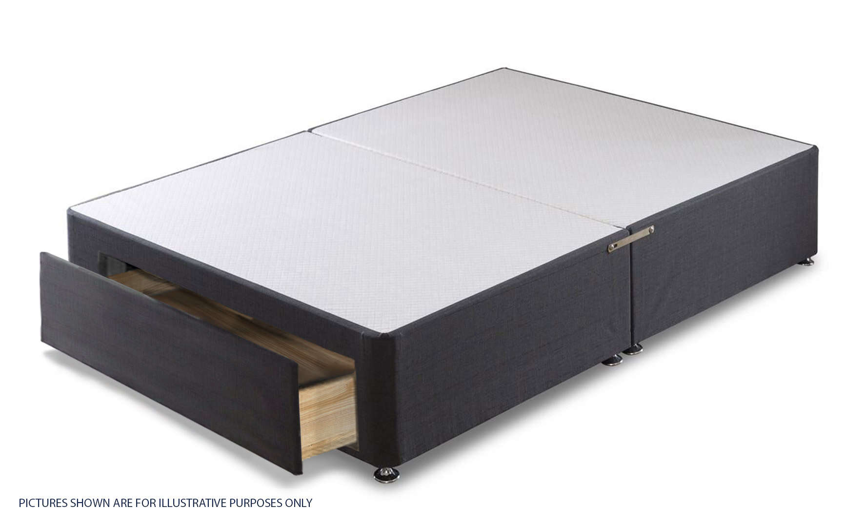 Apollo 4ft Azzure Dark Grey Jumbo Drawer Divan Base | Buy Online | Beds.ie