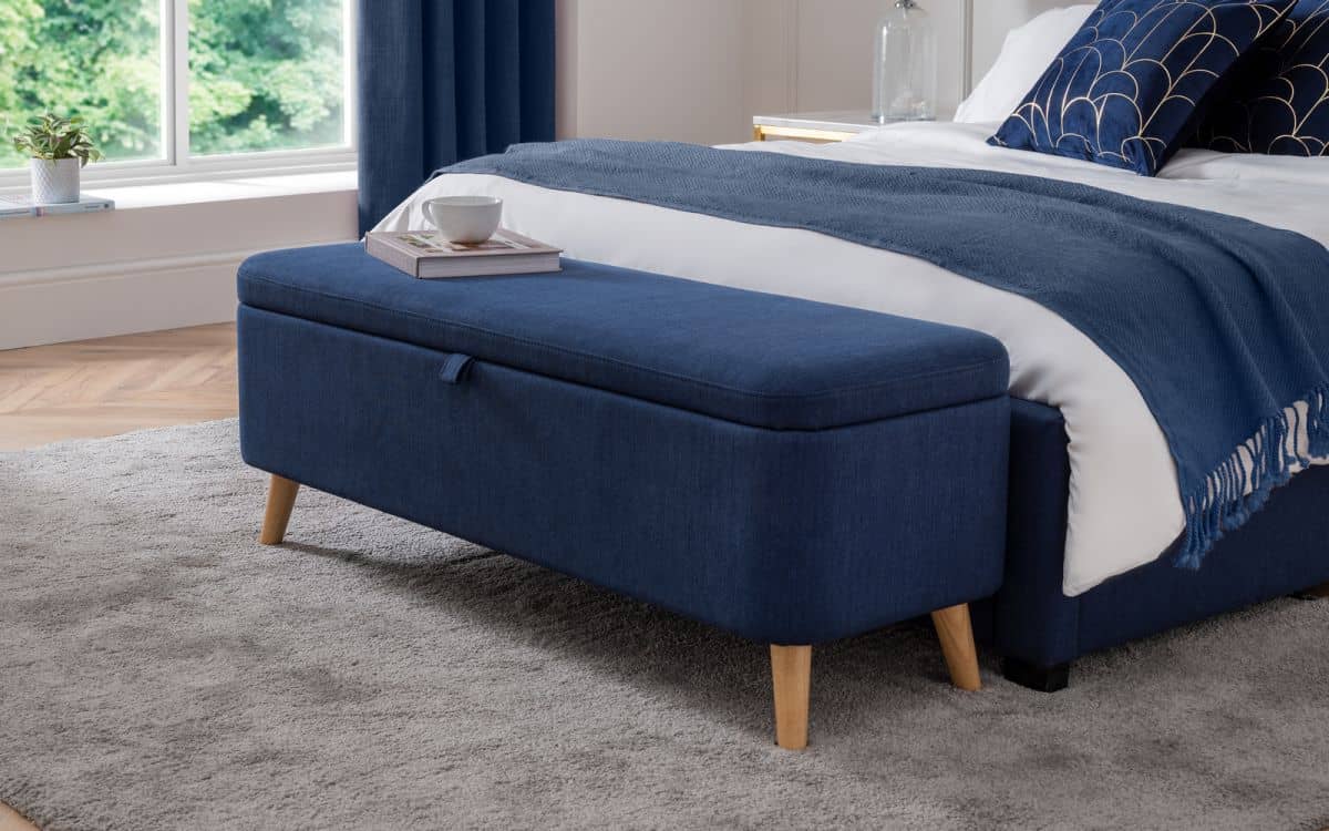 Helga Storage Bench - Blue Linen | Buy Online | Beds.ie