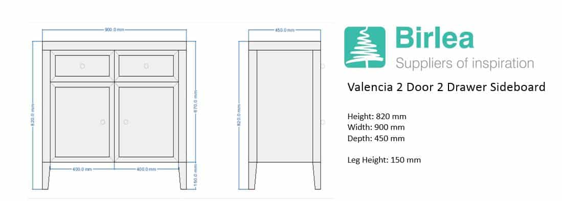Valencia Mirrored 2 Drawer 2 Door Sideboard - Image 4