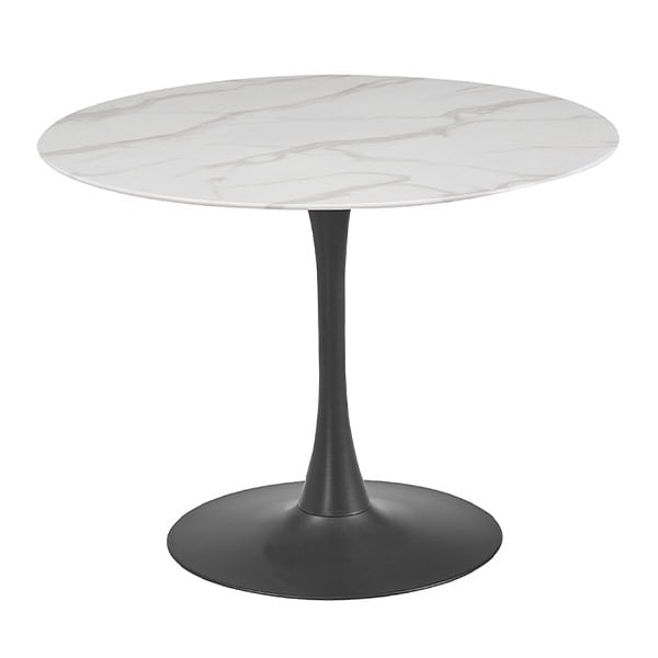Circe Round Dining Table 1000 - White Marbled Glass | Buy Online | Beds.ie