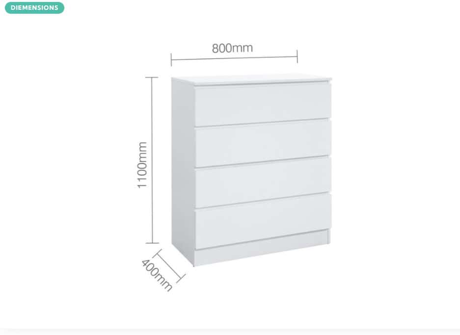 Oslo 4 Drawer Chest - White - Image 5