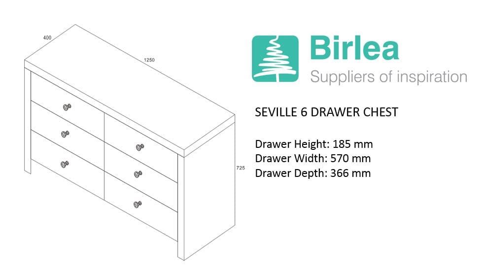 Seville Mirrored 6 Drawer Chest - Image 4