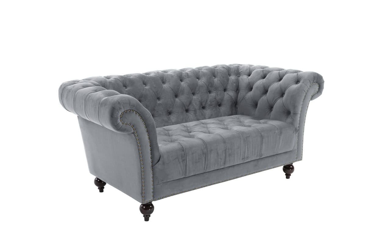 Chester Fabric 2 Seater Sofa - Grey - Image 2