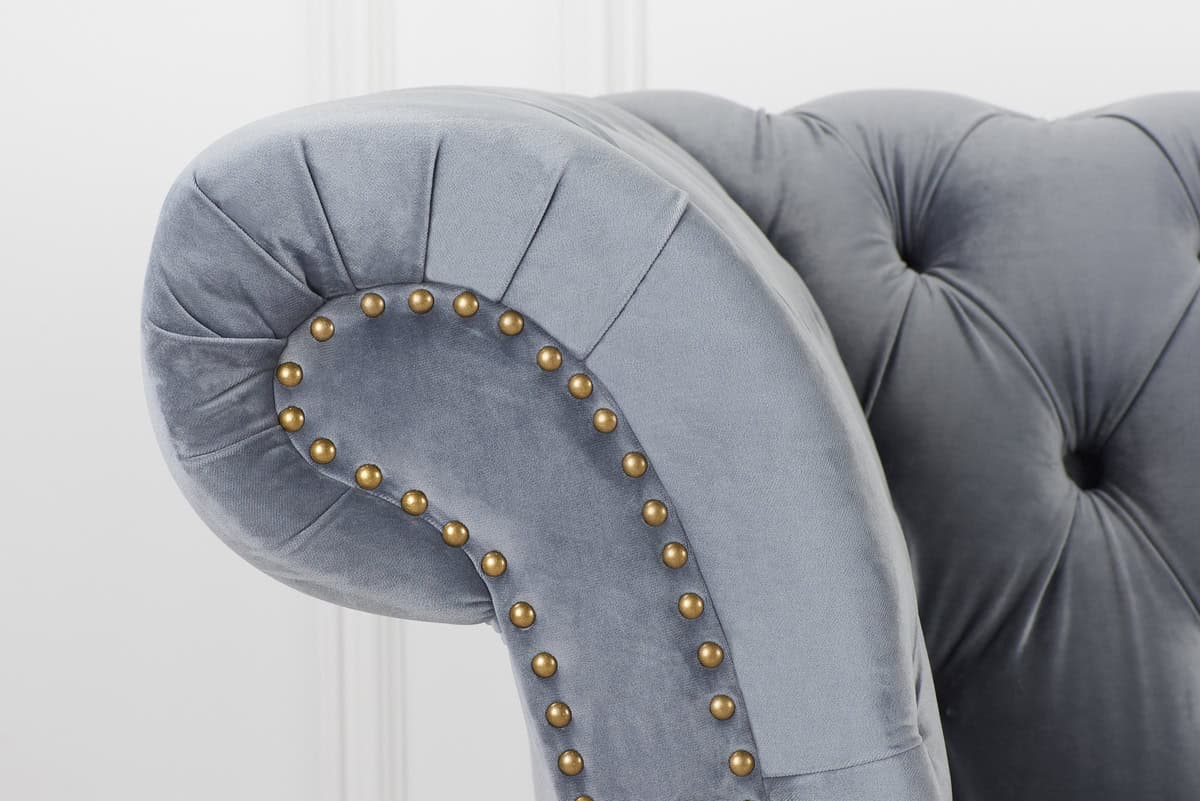 Chester Fabric 2 Seater Sofa - Grey - Image 4