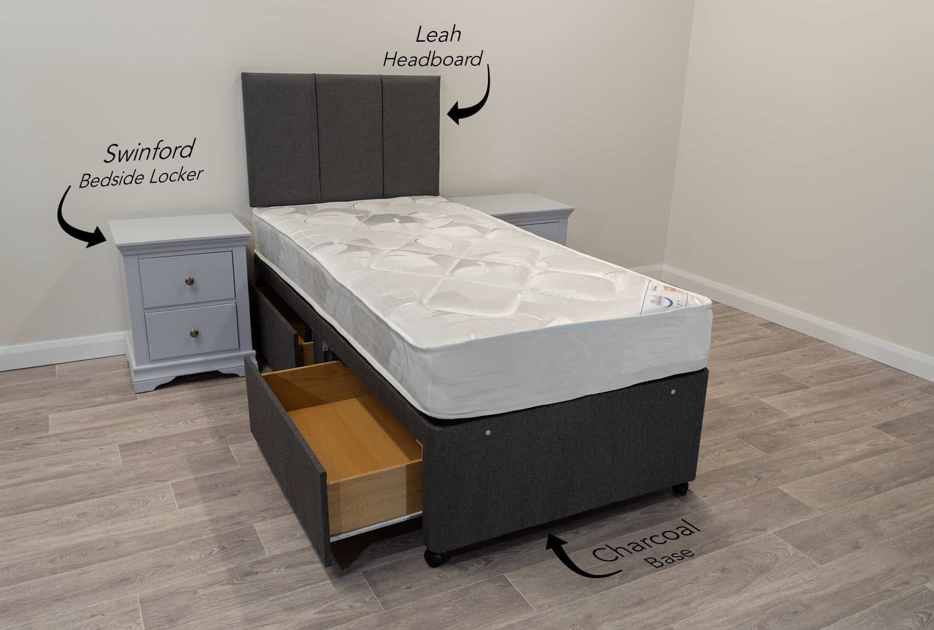 3ft Bronze Dream Mattress with 2 FREE Drawers Base & Headboard - Image 2
