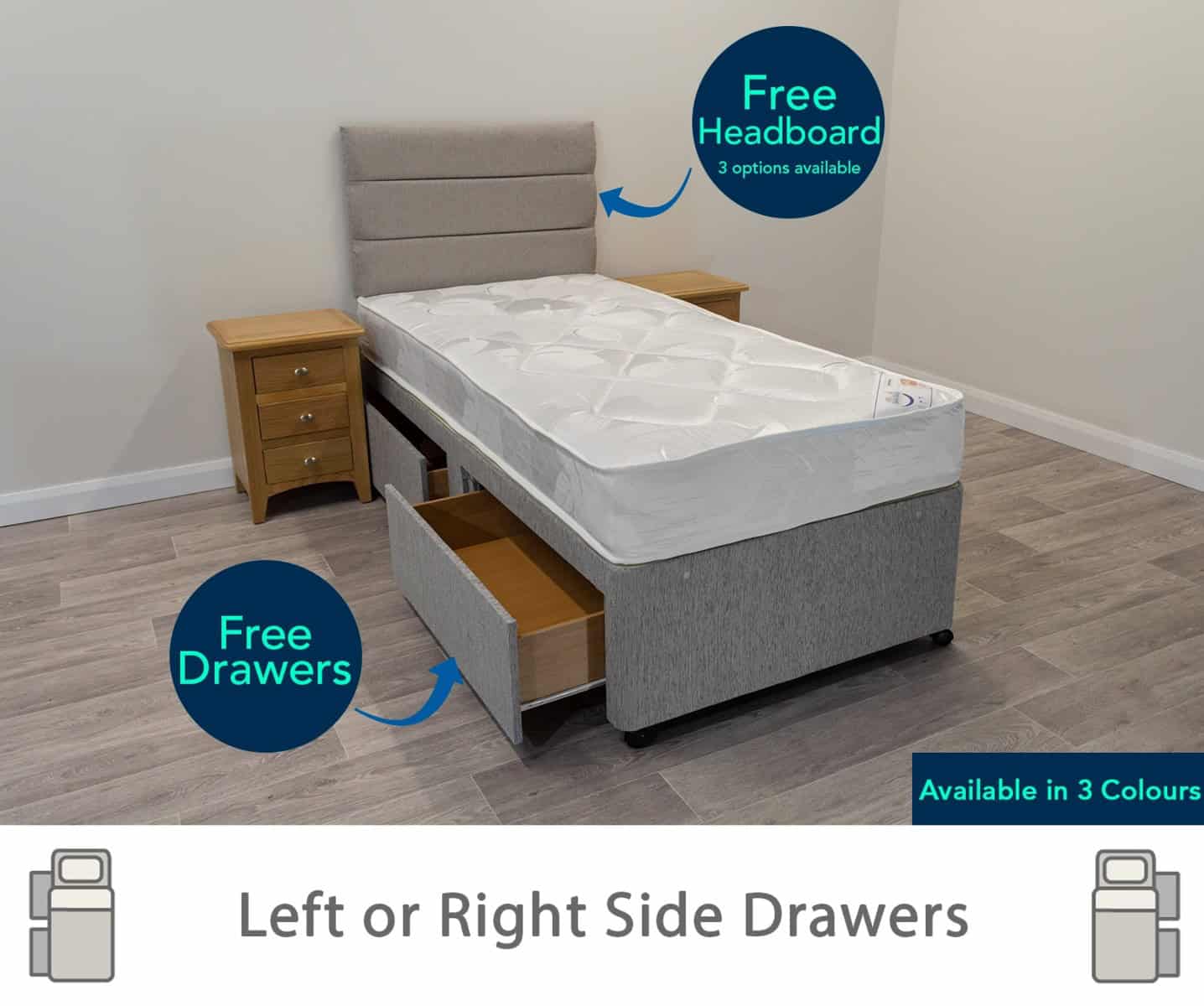 3ft Bronze Dream Mattress with 2 FREE Drawers Base & Headboard - Image 4