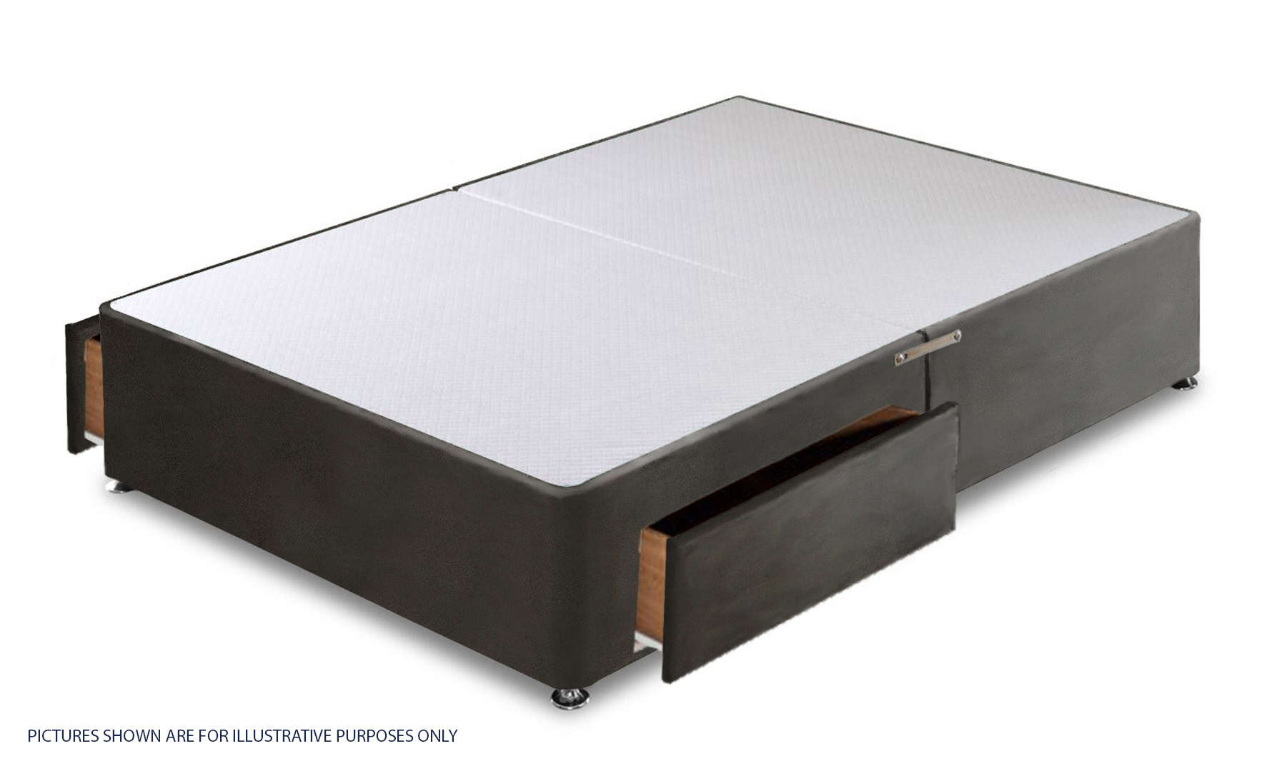 Apollo 5ft Velvet Dark Grey 2 Drawer Divan Base | Buy Online | Beds.ie
