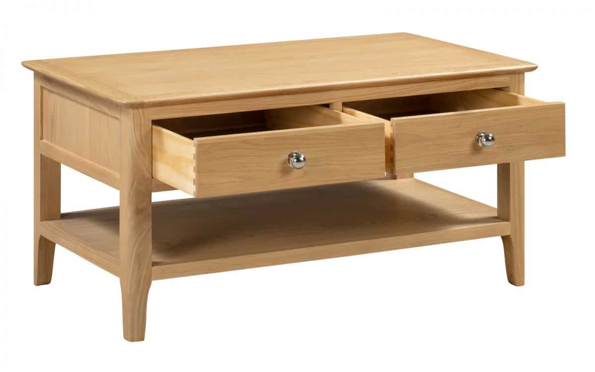 Alderbury Coffee Table With 2 Drawers - Oak - Image 3