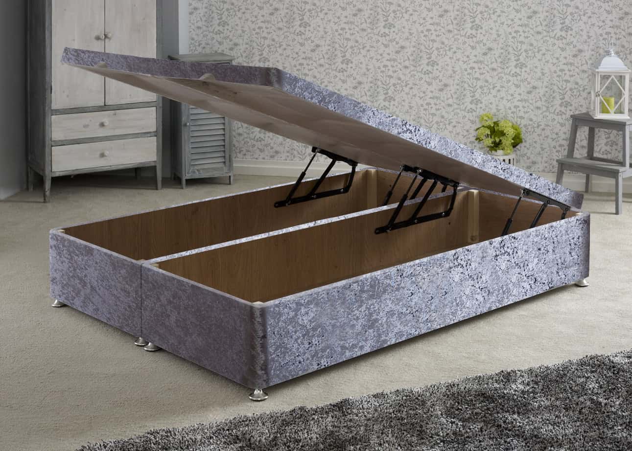 Apollo 6ft Glitz Grey Front Opening Ottoman Base | Buy Online | Beds.ie