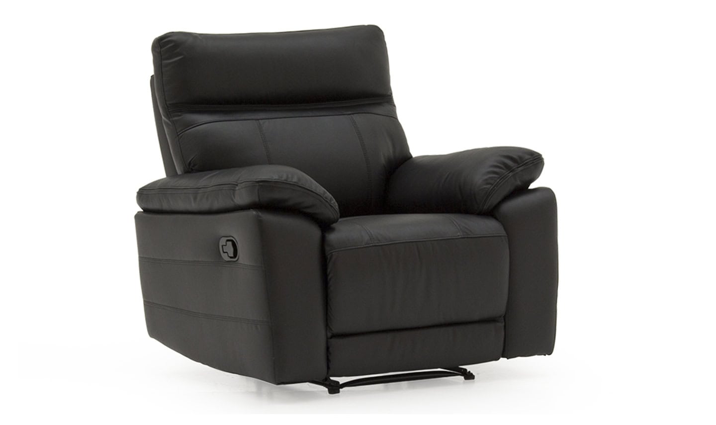 Positano 1 Seater Reclining Armchair - Black Leather | Buy Online | Beds.ie