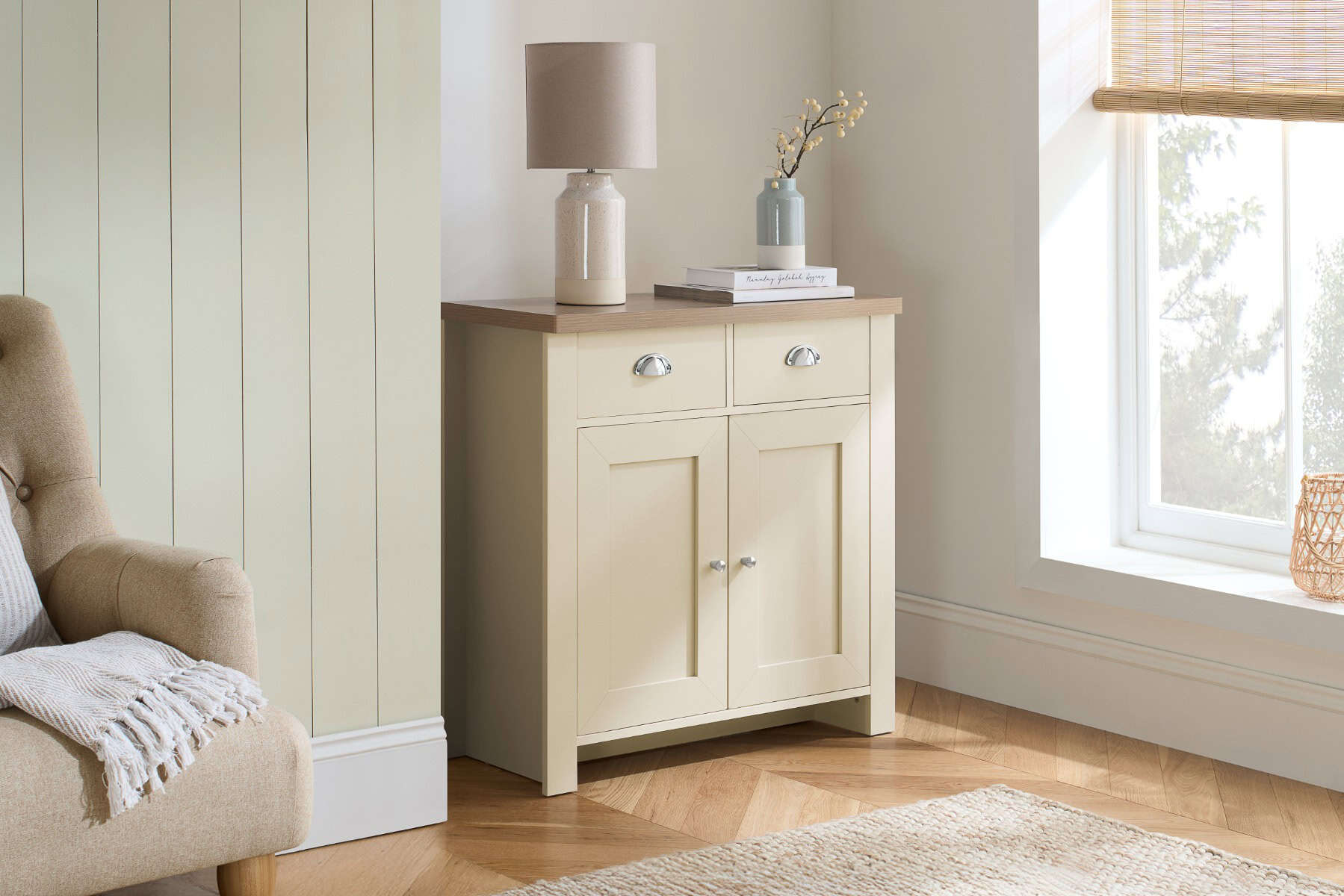 Highgate 2 Door 2 Drawer Sideboard - Cream & Oak | Buy Online | Beds.ie