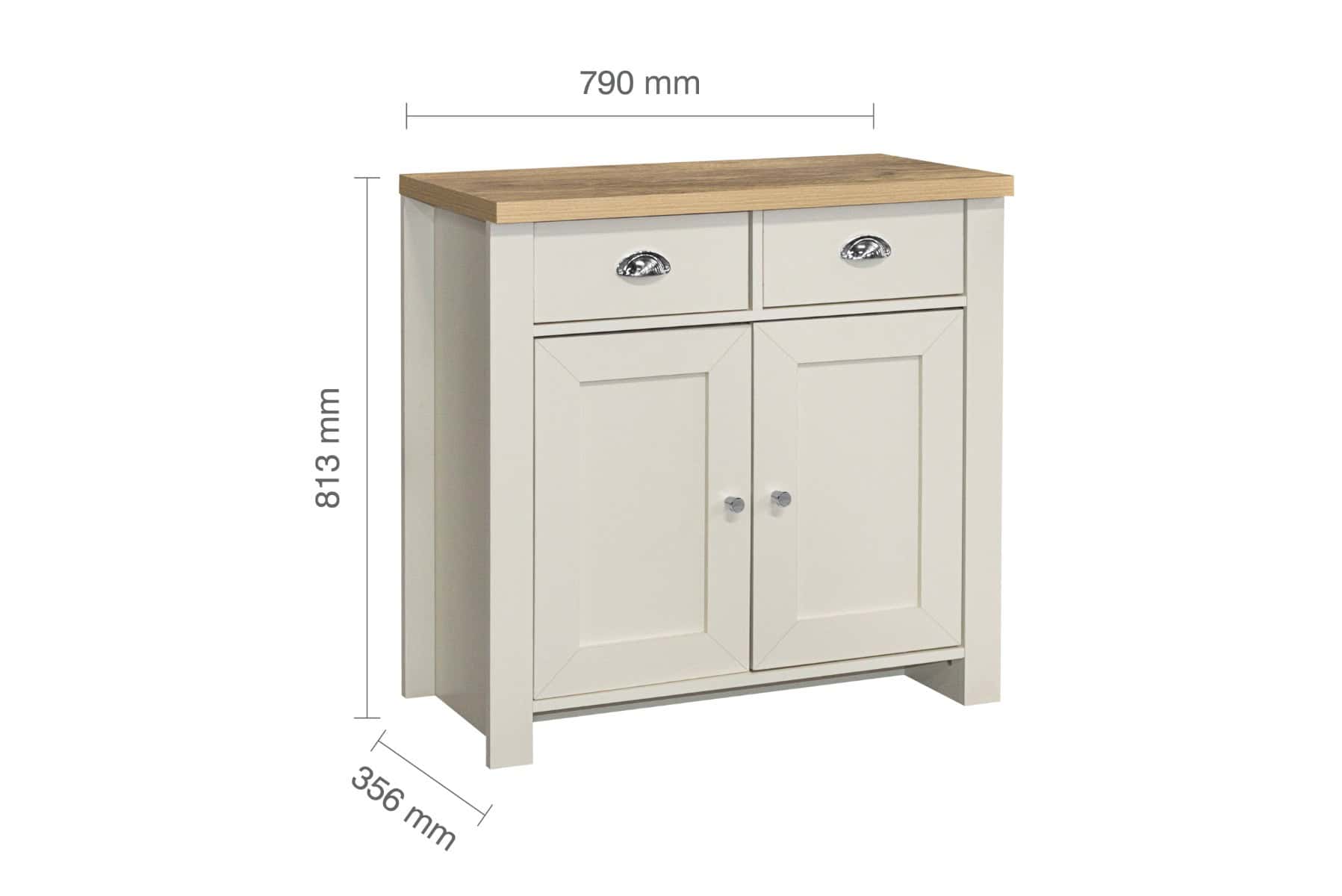 Highgate 2 Door 2 Drawer Sideboard - Cream & Oak - Image 9