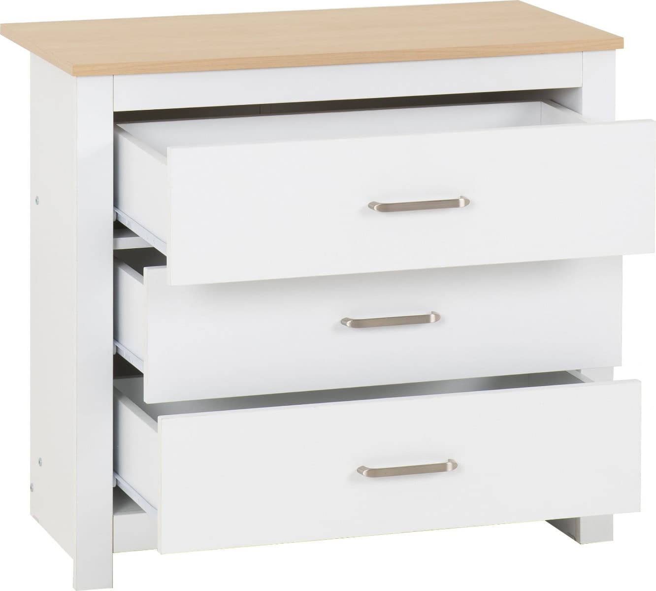 Portland 3 Drawer Chest - White & Oak - Image 4