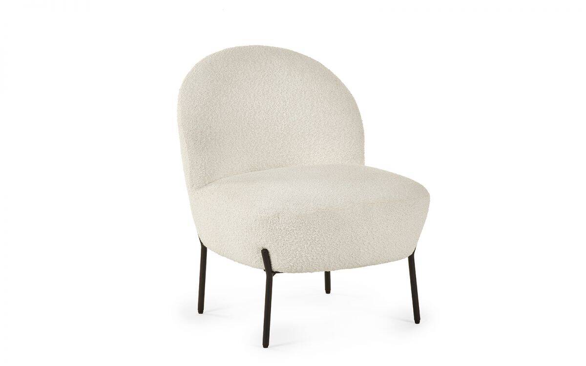 Lullo Boucle Accent Chair - Ivory - Image 2