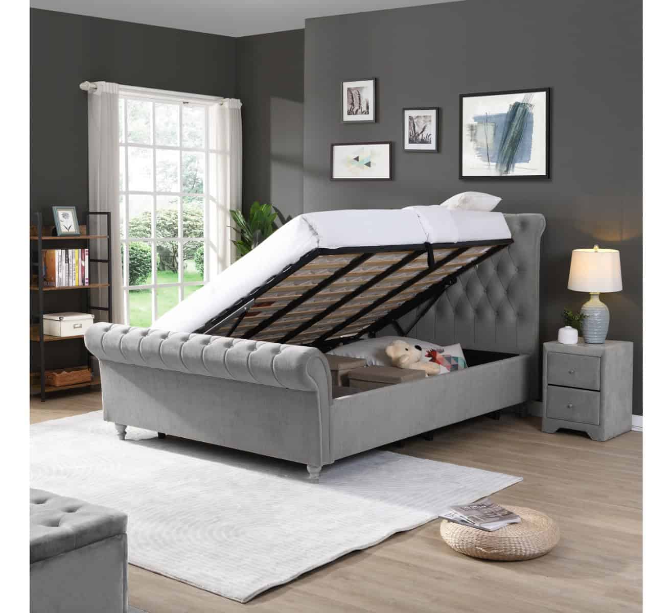 Kilkenny 5ft Ottoman Bedframe - Silver | Buy Online | Beds.ie