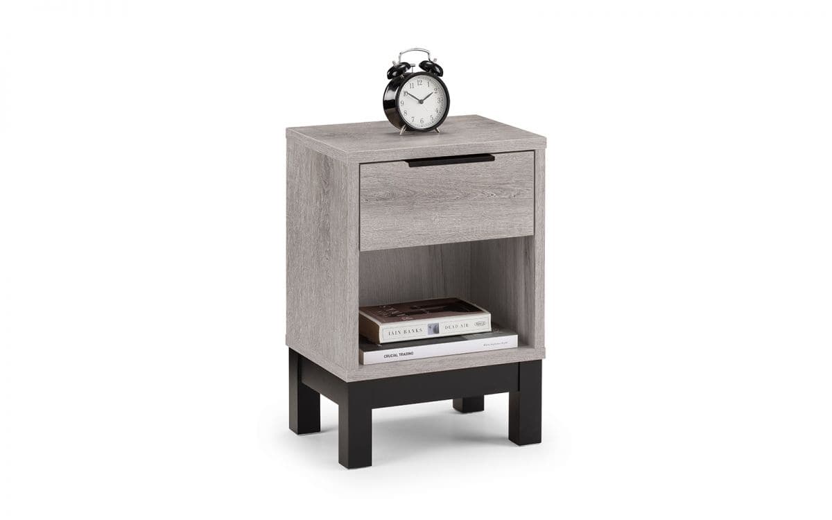 Batu 1 Drawer Bedside - Grey Oak - Image 3
