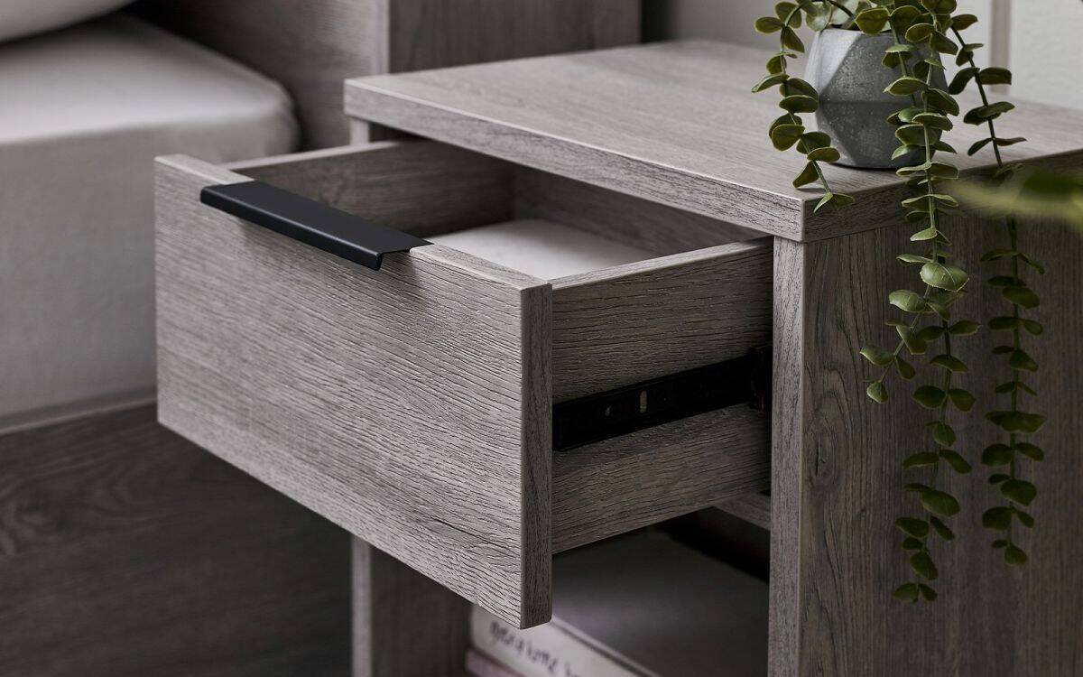 Batu 1 Drawer Bedside - Grey Oak - Image 4
