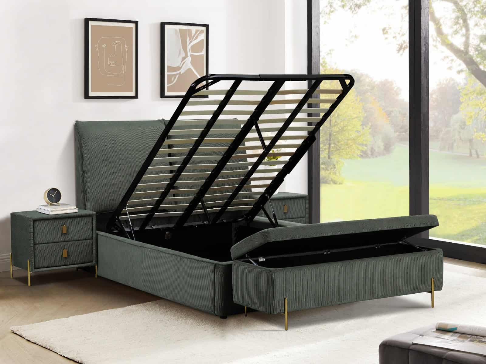 Waterford 4ft6 Ottoman Bedframe - Green | Buy Online | Beds.ie