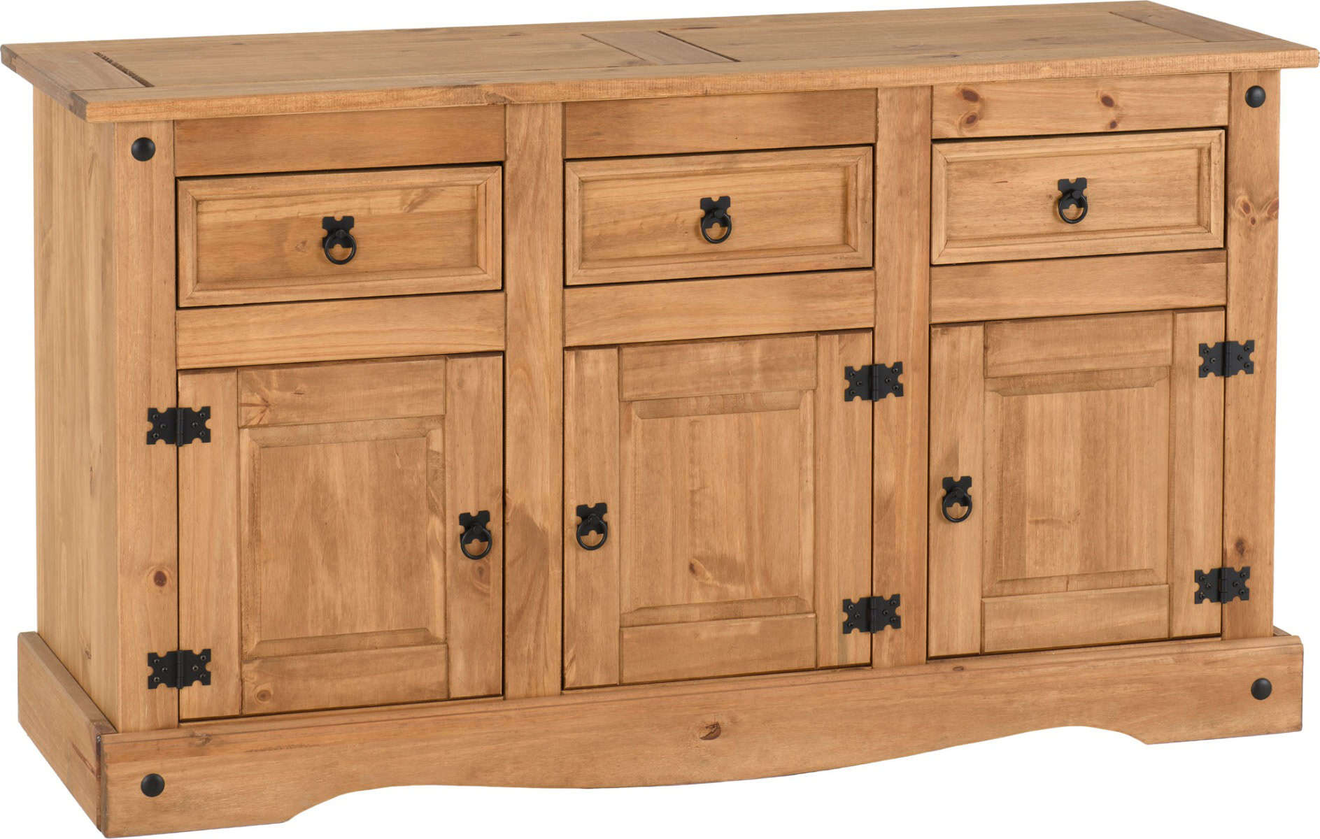 Corona 3 Door 3 Drawer Sideboard - Waxed Pine - Image 2